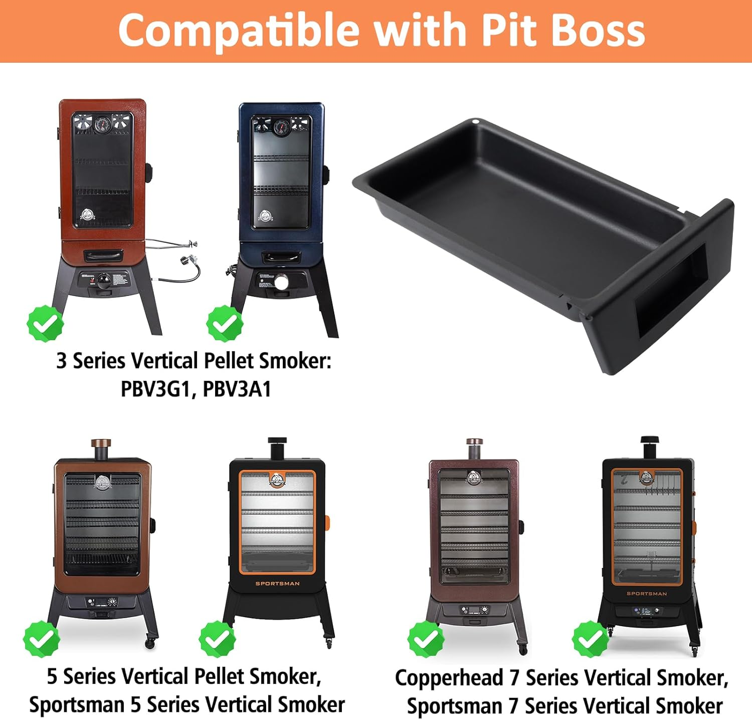 Ajinteby Grease Tray for Pit Boss Vertical Smokers, Grease Pan for Pit Boss 3/5 Series Vertical Pellet Smoker, Copperhead 7, Sportsman 5/7 Series Vertical Smoker, Pit Boss Grease Tray Replacement Part image number 1