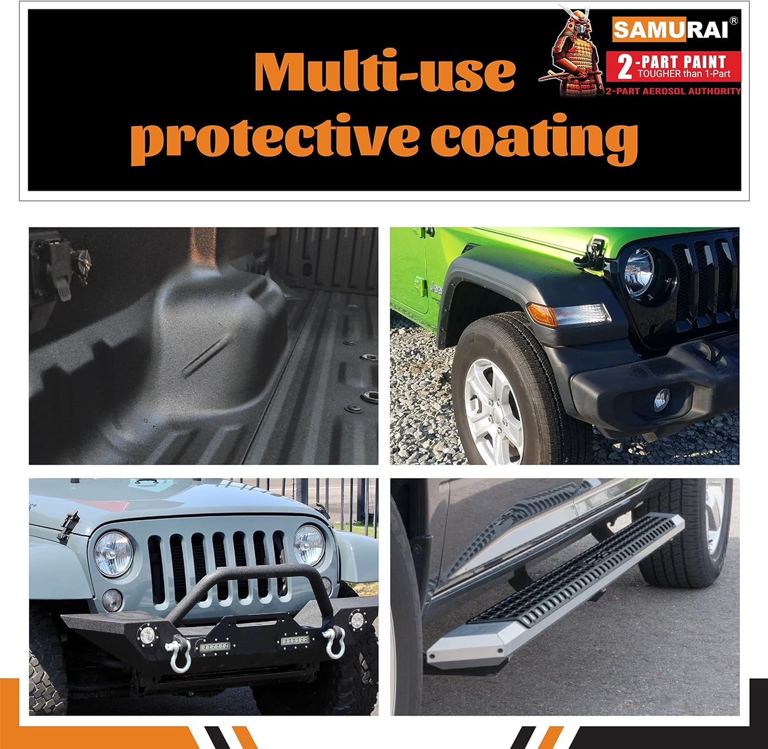 Samurai 2-Part Polyurethane Granular Textured Truck Bed Liner Spray Paint - 11.3 Ounce UV Resistant and Rust Resistance (BLACK, Pack of 1 Can) image number 5