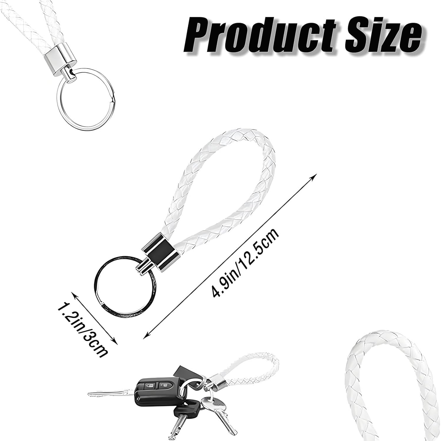 MYTOAU 8 PCS Braided Leather Key Chain,8 Colors Woven Key Ring, Handmade Weave Rope Keychain Car Motorcycle Simple Key Chaincar Door Key Chains for Ladies Men Kids image number 4