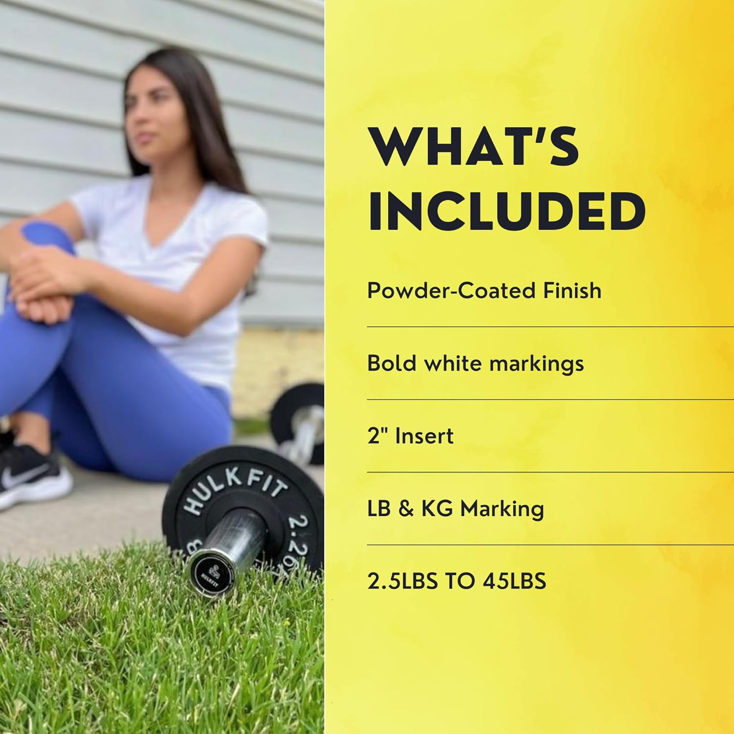 HULKFIT 2" Olympic Steel Weight Plates Set for Barbells - Black image number 6