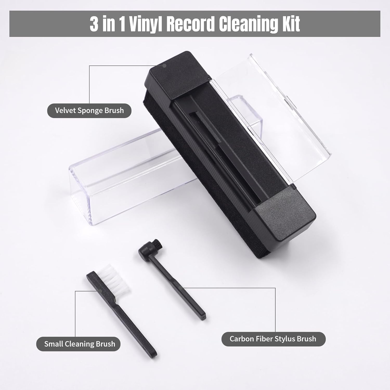 Sdroceryam Vinyl Record Cleaning Kit 3-In-1 Turntable Records Cleaner Anti-Static LP Velvet Record Cleaner Brush Stylus Brush for Record Player Turntable, Style A image number 5