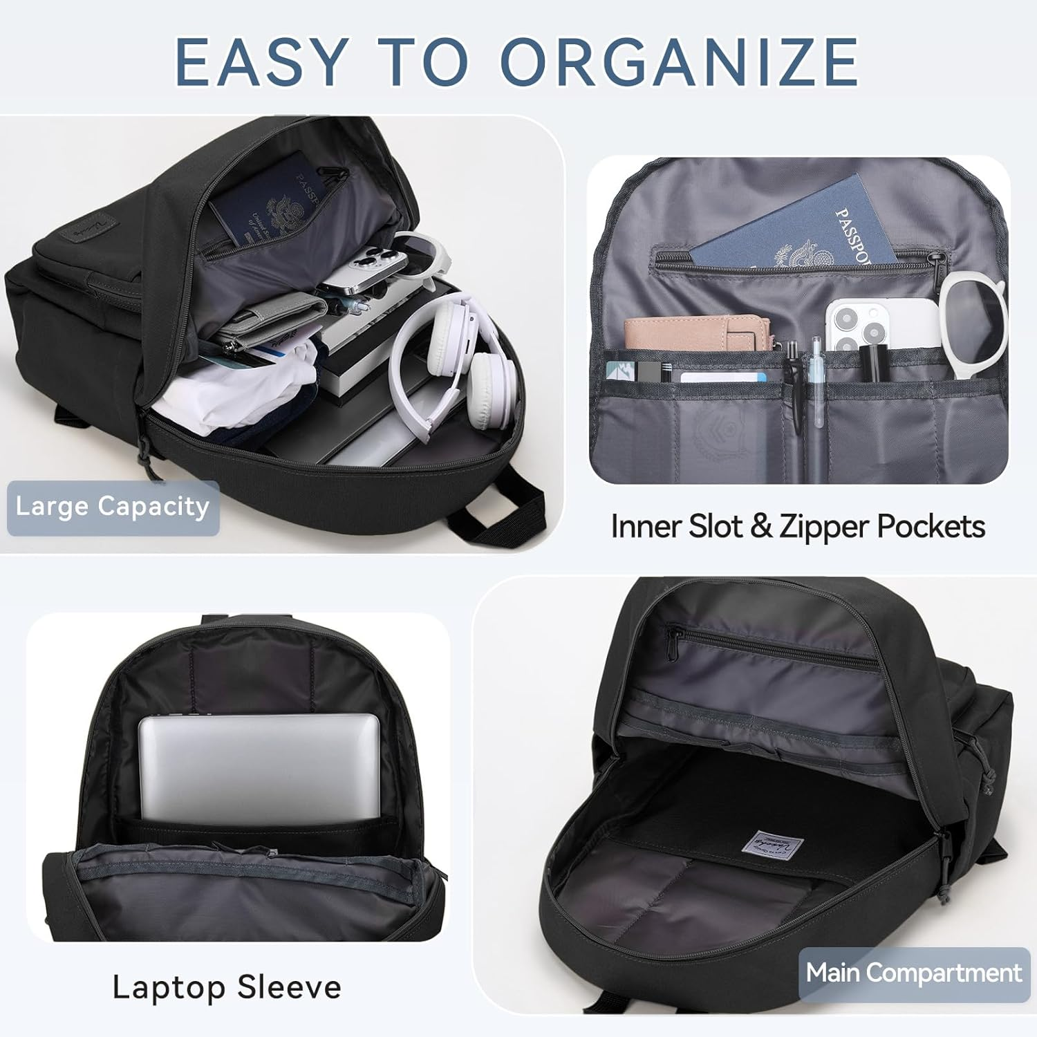 VASCHY Backpack for Men Women, Water Resistant Lightweight Classic School Backpack for Kids/Teens Casual Travel Daypack for Sports Hiking - Blue Galaxy image number 2