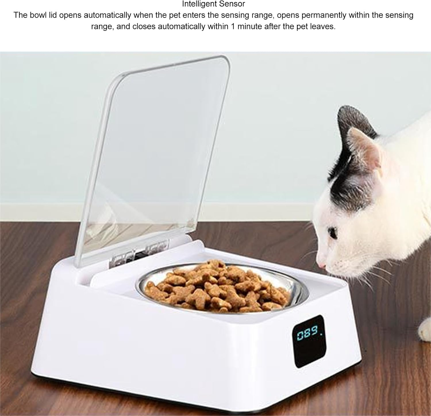 LICAEVEY Automatic Cat Feeder, Infrared Sensor, Smart Sensing, 350Ml Bowl, ABS & Stainless Steel, Cat Intelligent Automatic Feeder image number 1