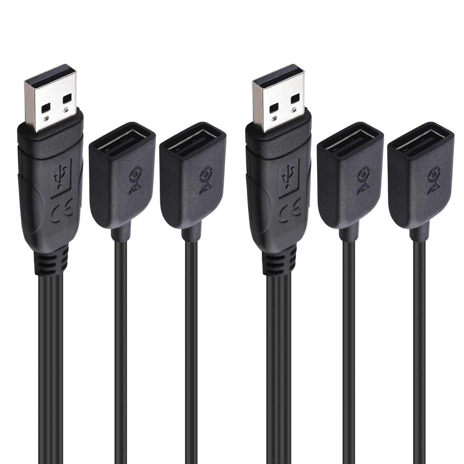 Cable Matters 2-Pack USB a Male to Female Power Splitter 1 in 2 Out - 30Cm, USB 2.0 Y Splitter Cable with 480Mbps Data Transfer and BC 1.2 Charging Support image number 4