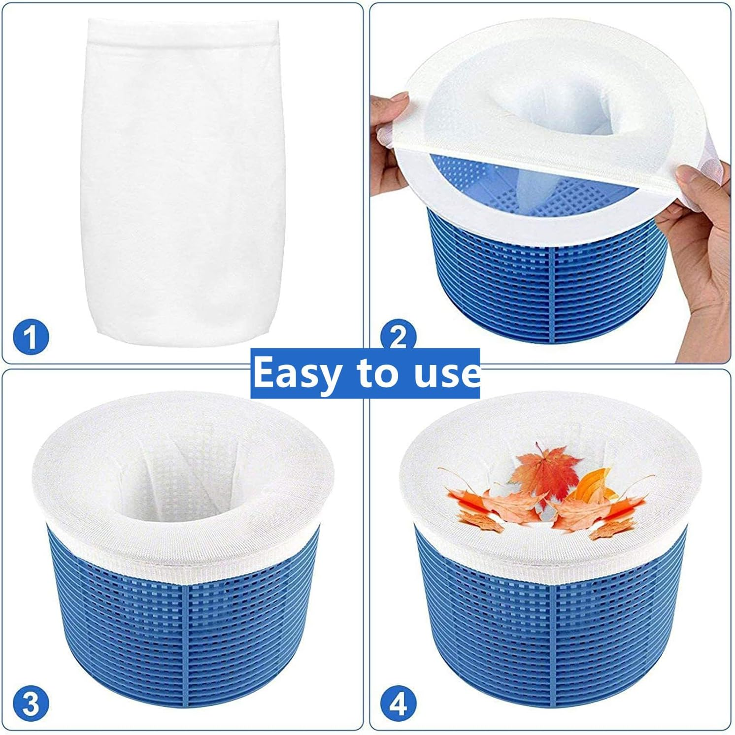 20 Packs of Pool Filter Socks, Pool Litter Cover, Pool Skimmer Socks, Filter Sock Net for Skimmer Baskets Dust and Stain Cover to Clean Pool Debris and Leaves image number 4