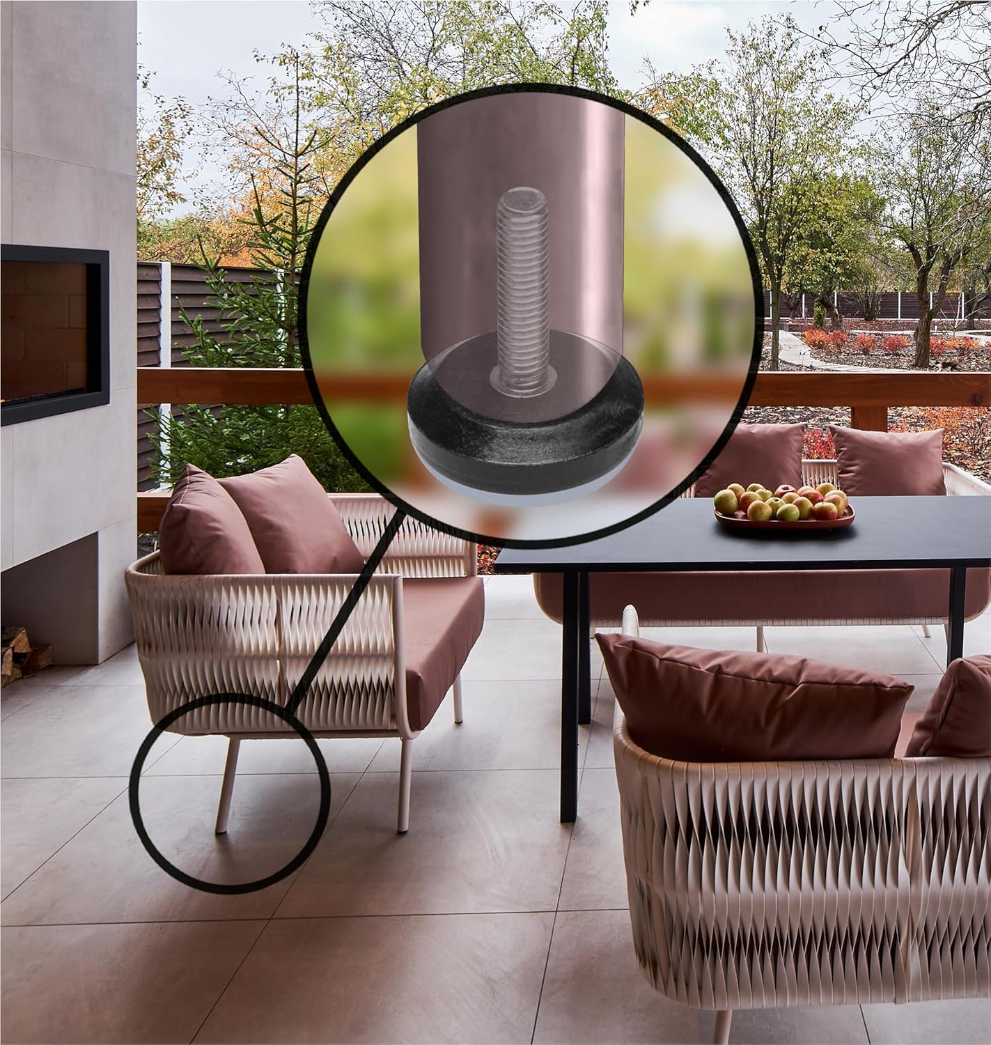 Slipstick Gorilla Outdoor Adjustable Furniture Levelers (8 Pack) Weatherproof Screw in Leg Glides for Chairs, Tables, and Outdoor Furniture Feet, 28Mm Slider Glide, M6 Thread image number 2