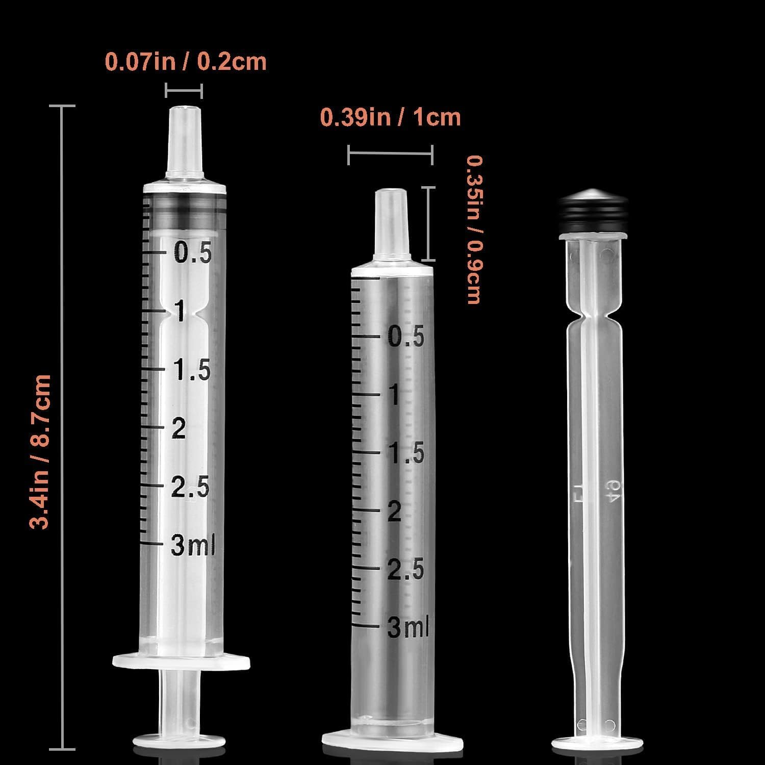 20 Pack 3Ml/Cc Plastic Syringe Liquid Measuring Syringe Tools Individually Sealed with Measurement for Scientific Labs, Measuring Liquids, Feeding Pets, Oil or Glue Applicator