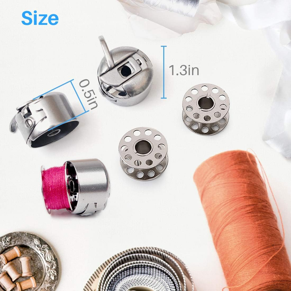 Kalevel 5Pcs Bobbin Case Bobbins Sewing Machine Presser Feet Sewing Kit for Low Shank Snap-On Singer Brother Babylock Euro-Pro Janome Kenmore White Juki Simplicity Elna Husqvarna Janome Bernina image number 5