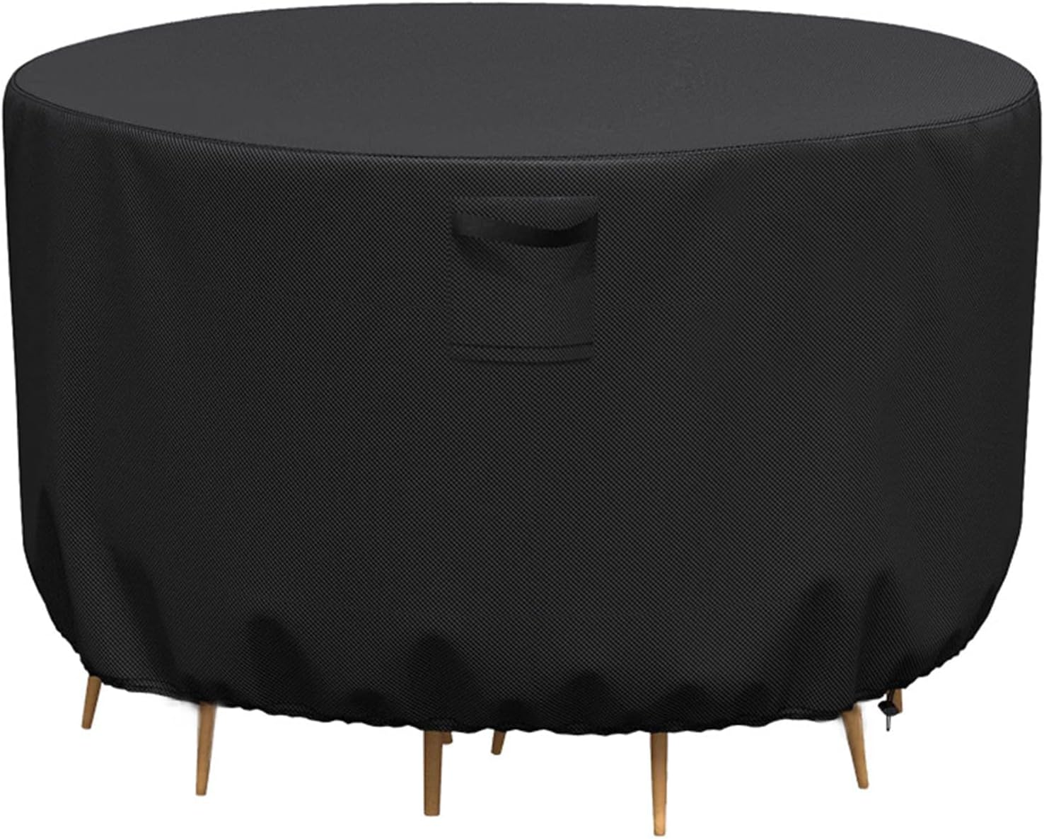KALINCO Patio Furniture Covers, Heavy Duty 420D Outdoor Furniture Cover Waterproof, Outdoor Table and Chair Set Cover Wind Dust Proof (Black, Round: 280&times;71Cm) image number 3