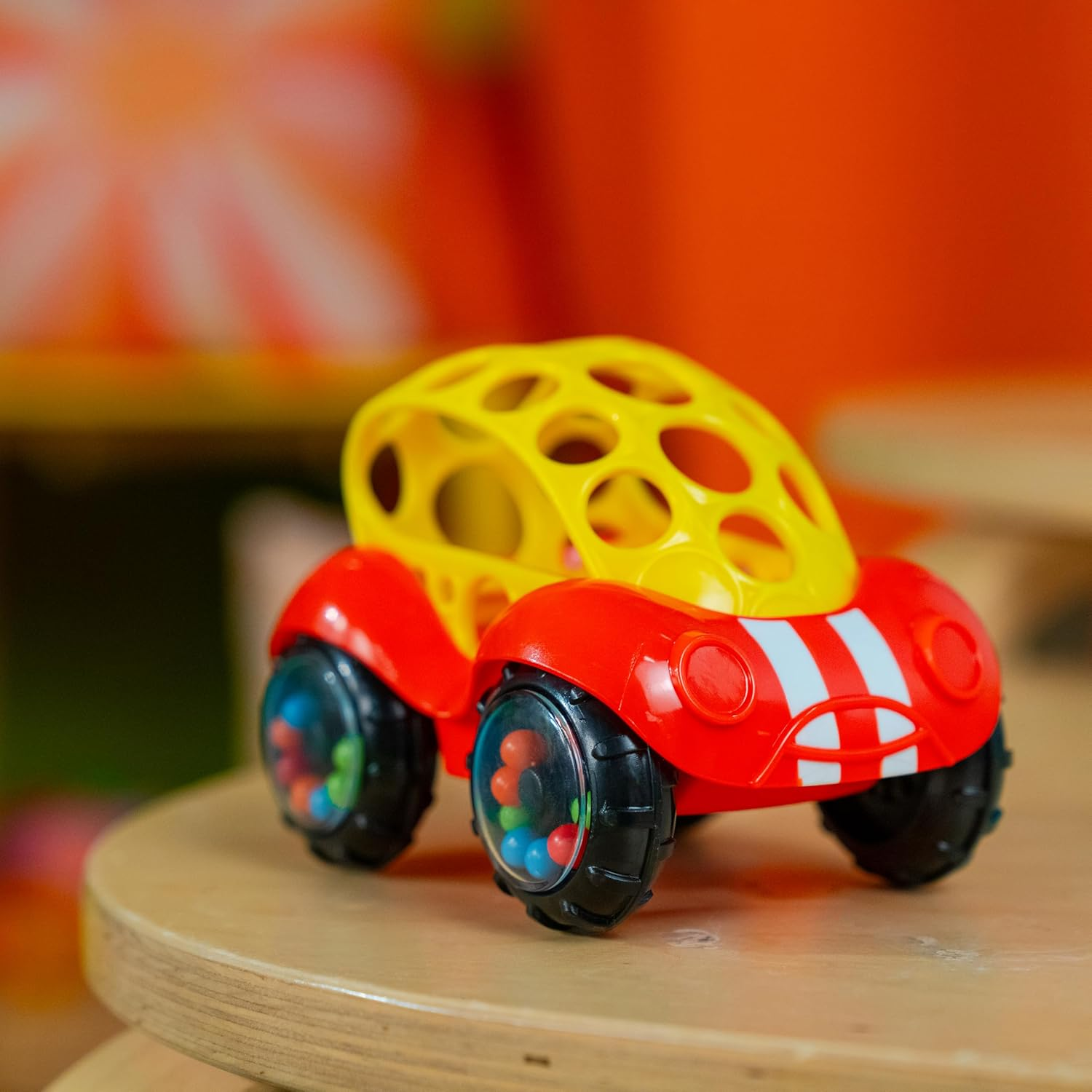 Bright Starts Rattle & Roll Buggie Easy Grasp Push Vehicle Toy, Ages 3 Months +, Red - Multicolored image number 4