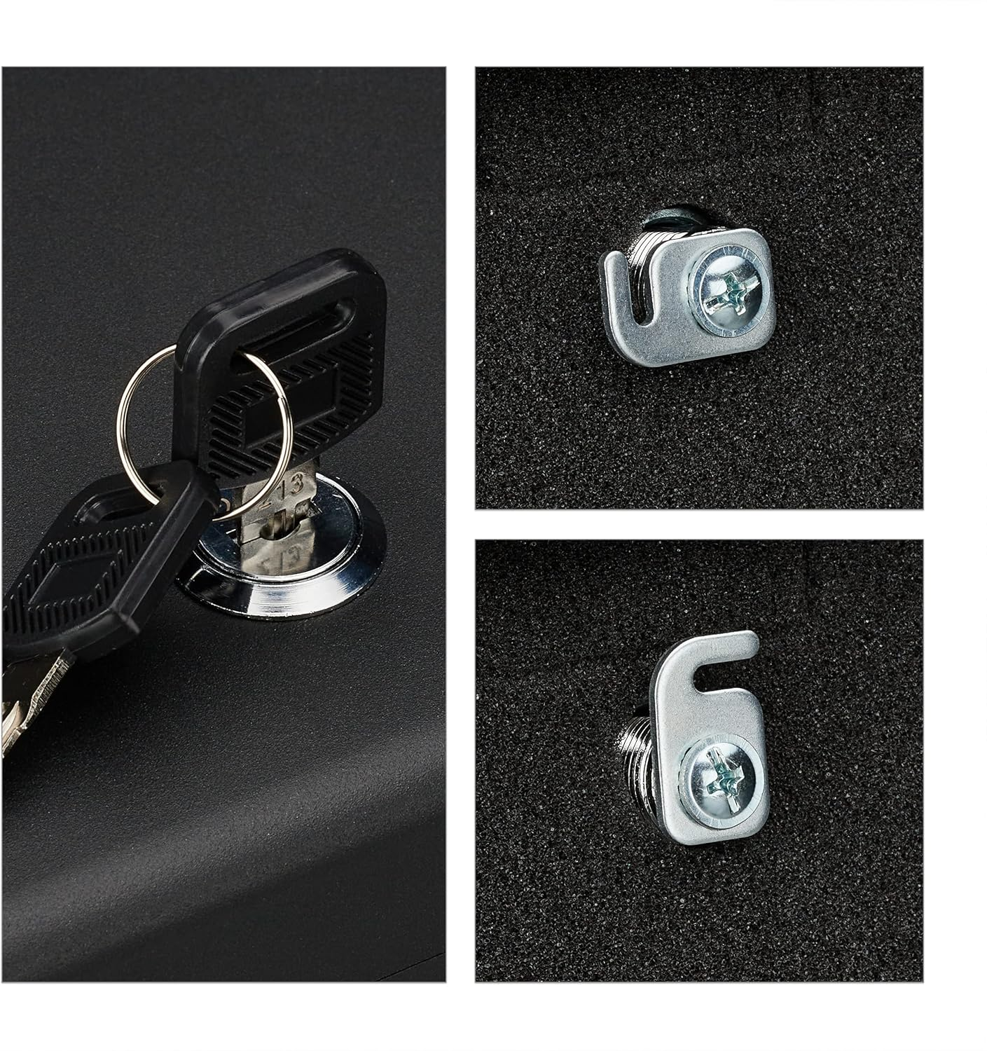 Relaxdays Security Box Lockable, 2 Keys, Portable, Fuse Cable, Car Safe, Steel, H X W X D: 5 X 17 X 25 Cm, Black image number 1