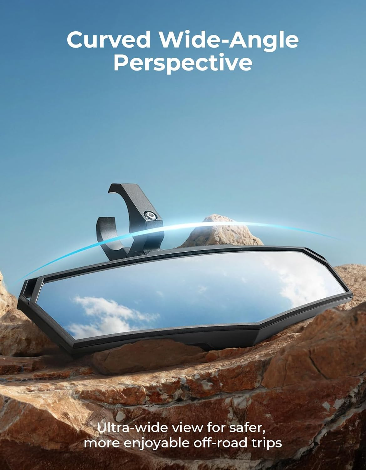 KEMIMOTO UTV Rear View Mirror, SXS UTV Mirror Clear View with 1.5-2 Inch 360&deg; Adjustable Low Profile Aluminum Clamp Compatible with Polaris RZR 1000 Pioneer Talon Kawasaki KRX Mule Can Am X3 Zforce