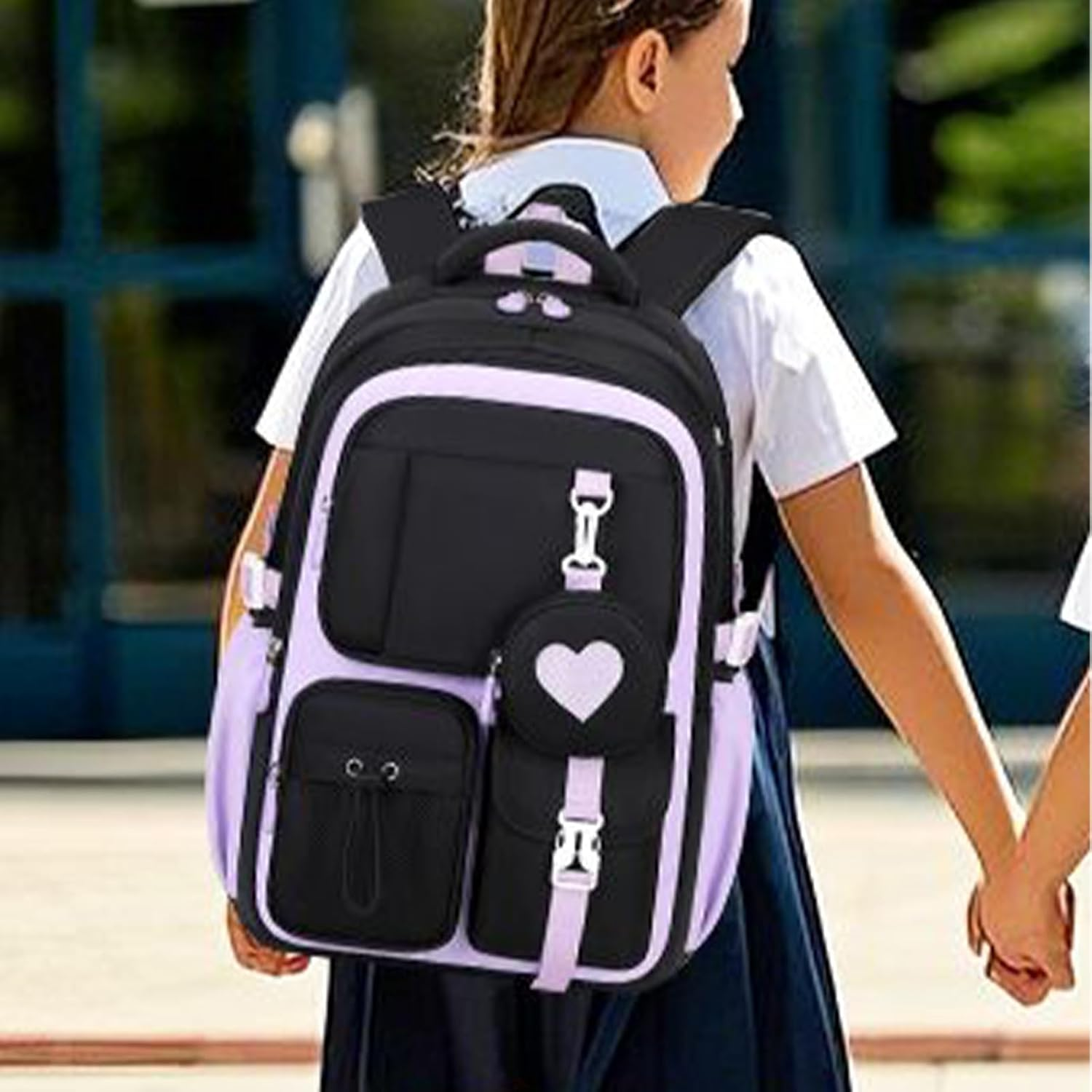 Gwtdtoad Girl Backpack - with Multiple Pockets | Book Bag for Girls - for Middle College Primary Children Teenage Friends - Purple image number 6