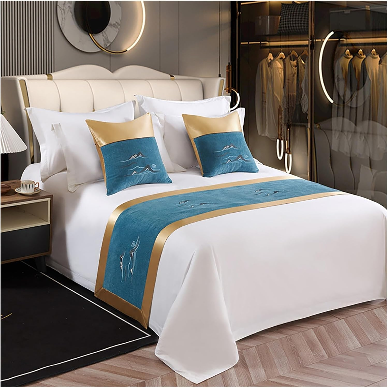 Bed Runners and Scarves,Luxury Bedding Protector Bed Runners,Modern Cotton and Linen Decorative Bed Foot Bed Scarf,Soft and Bed Runner for Bedroom Hotel Wedding Room(Red,240 * 50Cm)