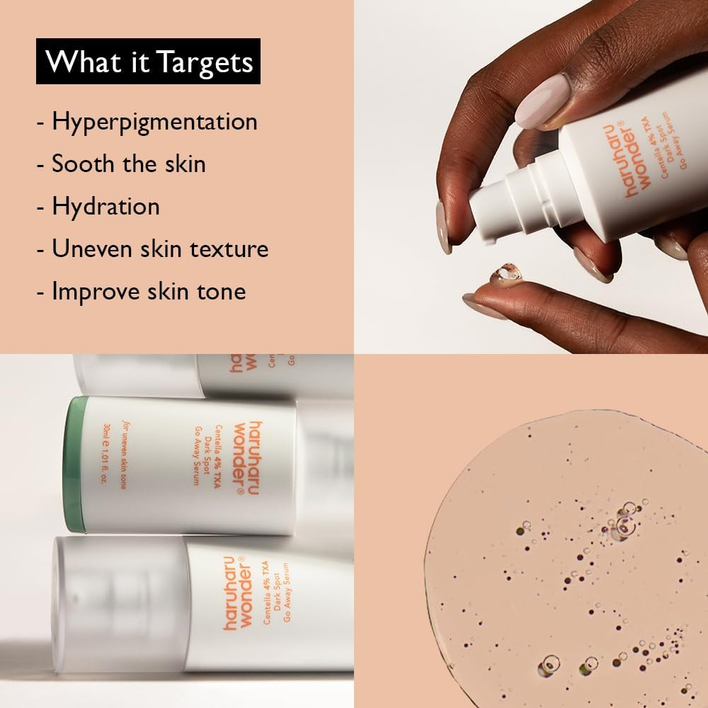 Haruharu Wonder 4% TXA Dark Spot Go Away Serum, 1.01 Fl. Oz, Niacinamide, Tranexamic Acid, Vitamin C & Centella