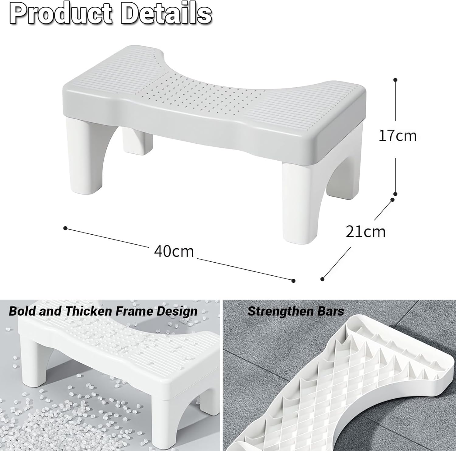 Toilet Stool, Poop Stool for Bathroom Adults, Toilet Step Stool for Kids, Easy to Use and Clean, Helps Improve Potty Posture and Comfort, Anti-Slip Bathroom Accessories image number 1