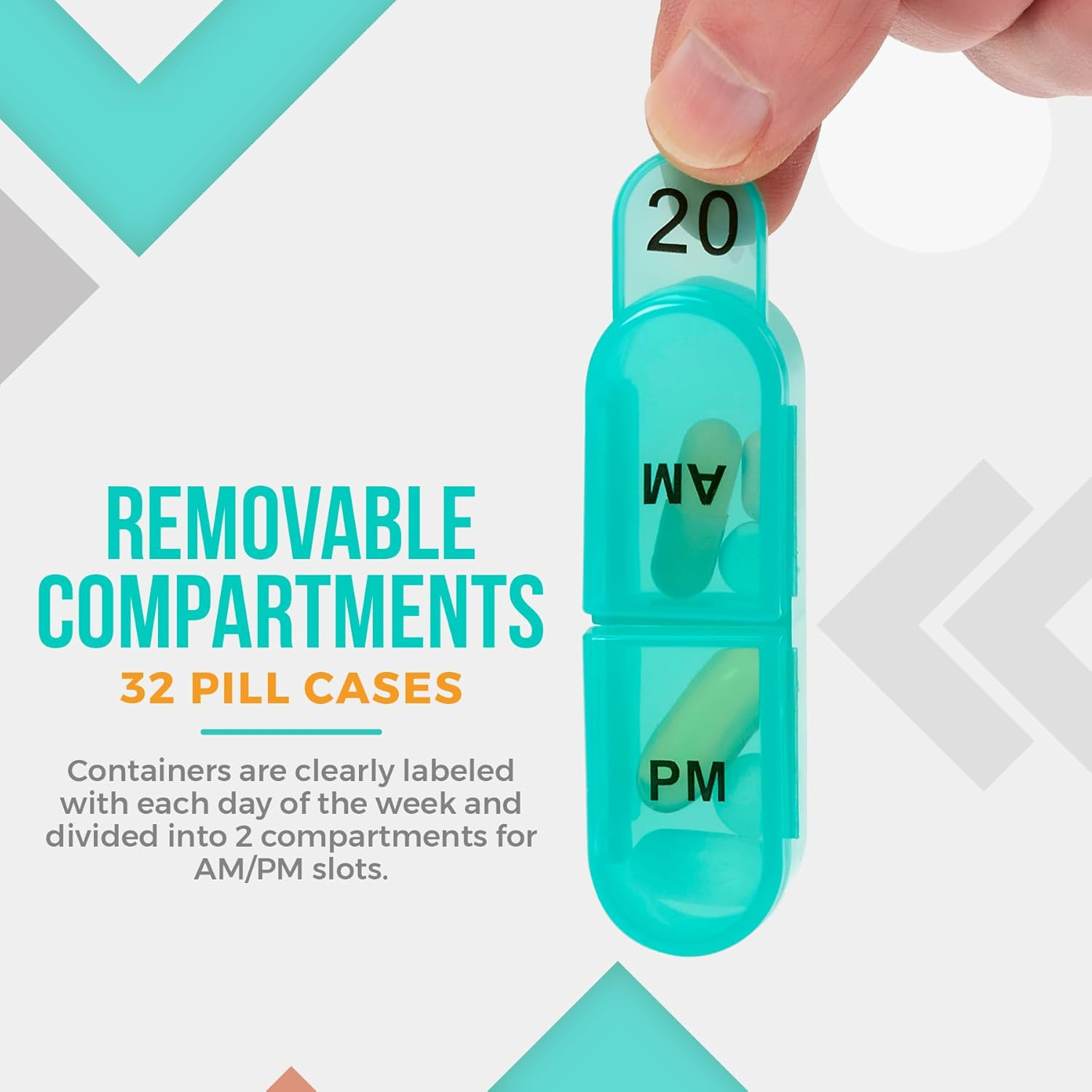Monthly Pill Organizer 2 Times a Day, 30 Day Pill Box AM PM, Morning and Night One Month Pill Box Organizer with Daily Removable 31 Day Pill Organizers and Organizing Tray image number 5