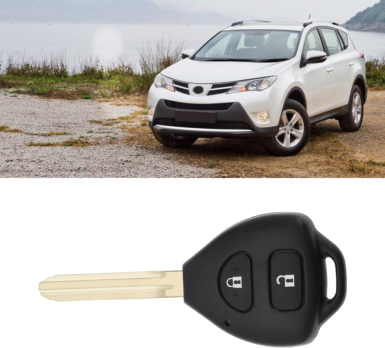 Ecsing 2PCS Car Key Case with Uncut Key Blade Compatible with RAV4 Auris Corolla Hilux Avensis 2 Button Key Fob Shell Housing Replacement Key Cover image number 5