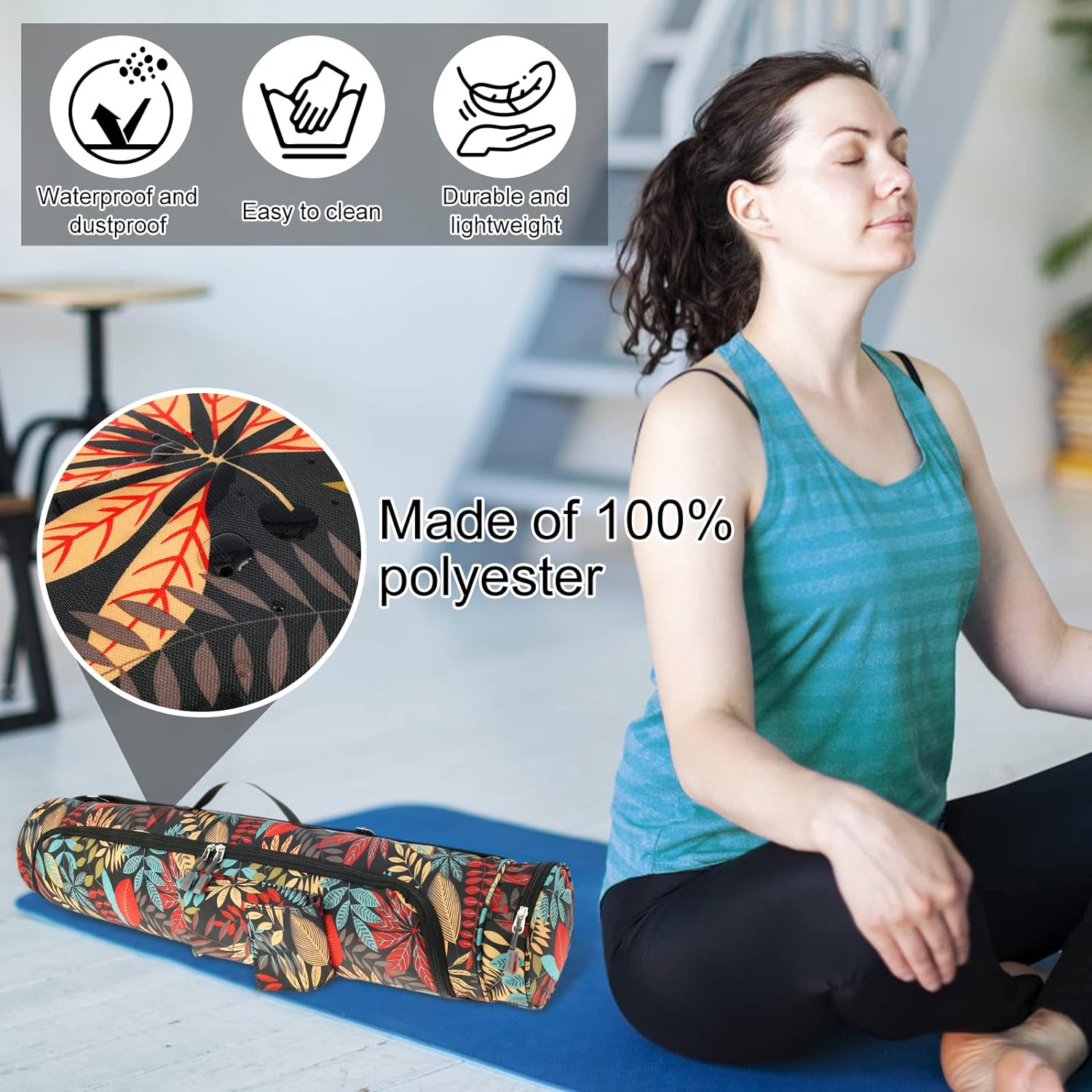 Yoga Mat Bag Yoga Mat Carrier Bag Portable Yoga Mat Carrier Bag for Most Yoga Mats with Storage Pockets with Adjustable Strap for Women Men Yoga Duffle image number 1