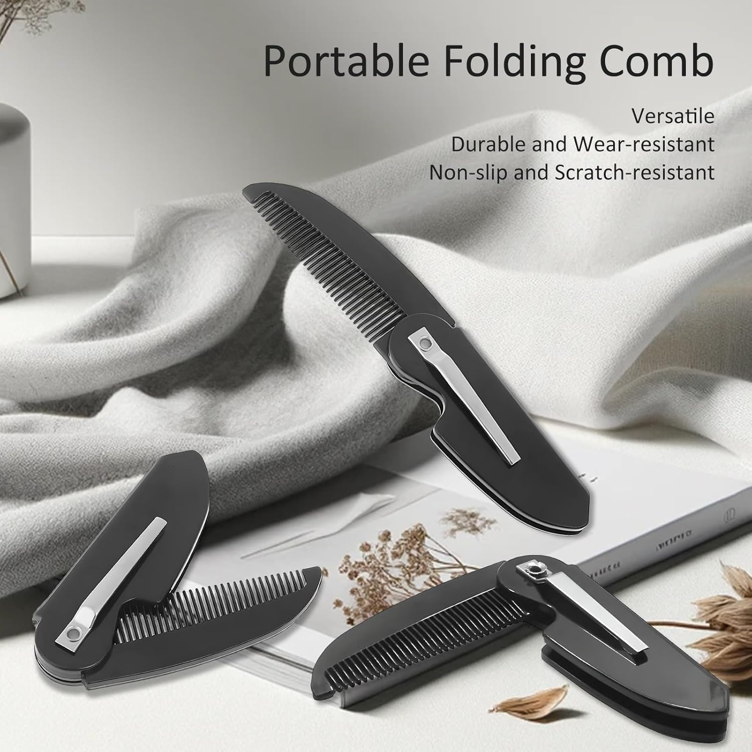 4-Pack Handmade Sawcut Mustache Comb, Best Pocket Folding Comb for Moustaches and Short Beards image number 1