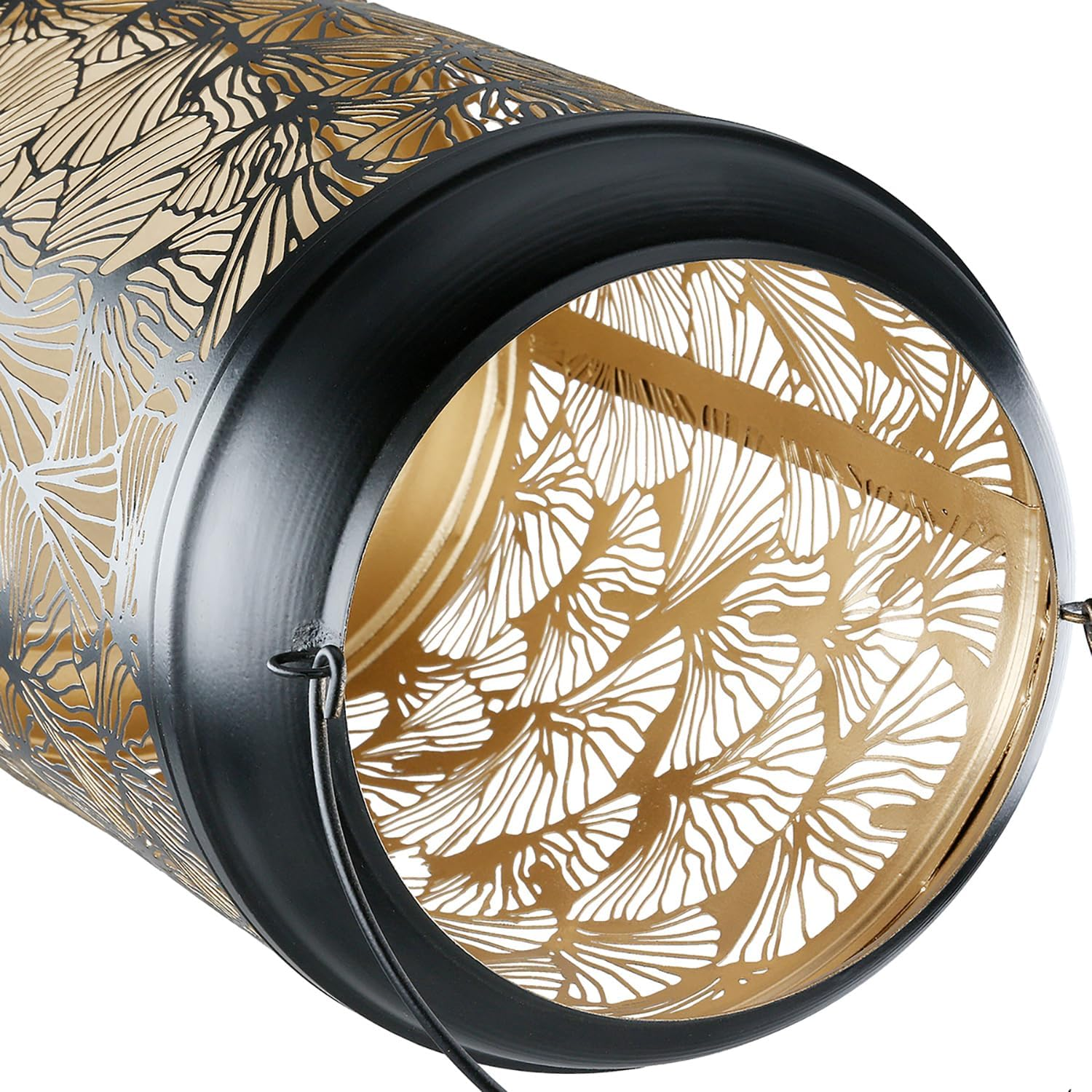 GILDE Ginkgo Lantern Metal &ndash; Matt Black &ndash; Height 36 Cm X Diameter 20 Cm &ndash; Decorative Pattern &ndash; Lantern image number 5