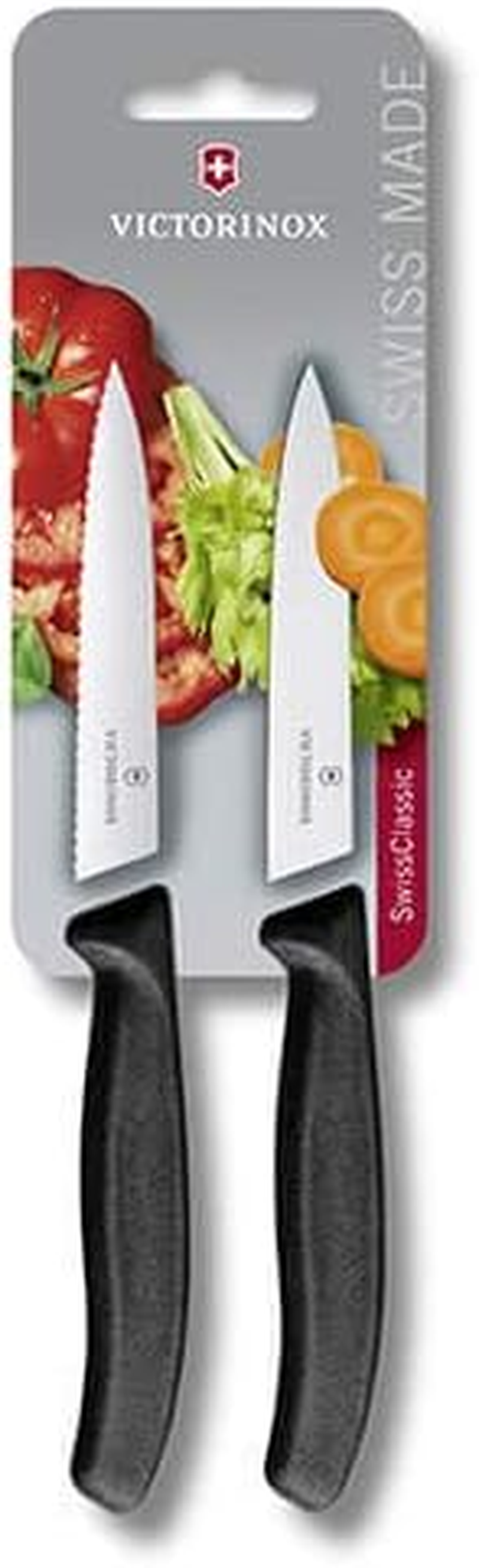 Victorinox Swiss Classic Straight and Wavy Edge Paring Knife Set, Black, 6.7793.B