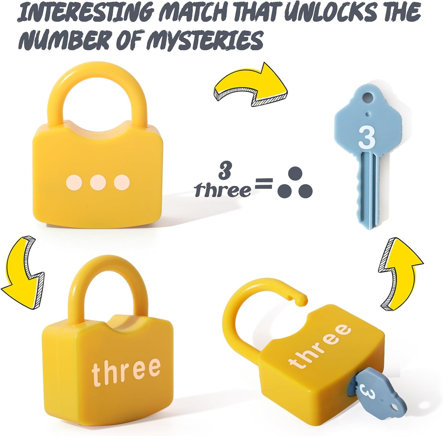 Dinhon Kids Learning Locks with Keys Numbers Matching & Counting Montessori Educational Toys for Ages 3 Yrs+ Boys and Girls Preschool Games Gifts image number 6