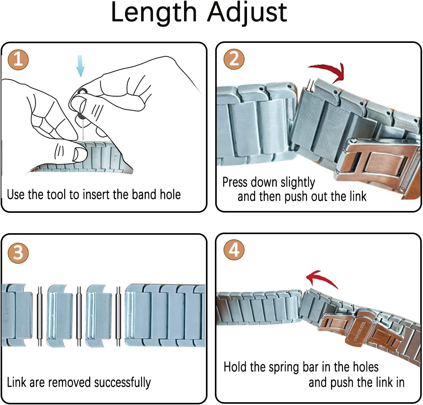 Maktech Stainless Steel Metal Link Bracelet Band for Apple Watch Series 11/10/9/8/7,Ultra 3/2/1,SE 3/2/1 [2025] (46Mm/45Mm/44/49Mm,Titanium Grey) image number 2