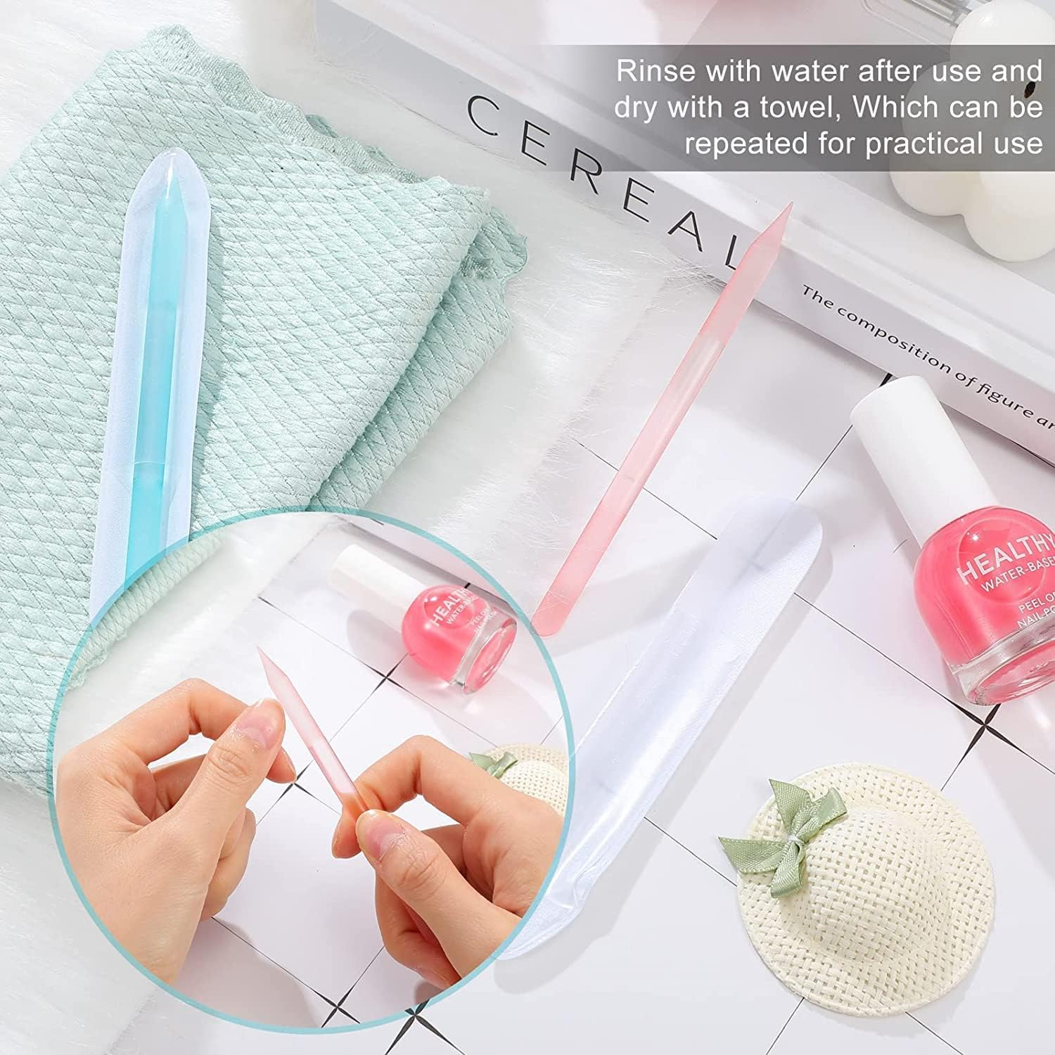 SILPECWEE 3 Pieces Glass Cuticle Pusher Glass Nail File Crystal Glass Cuticle Stick Set Double Sided Cuticle Remover Tool Cuticle Tools for Nails Manicure Pedicure Precision Filing image number 5