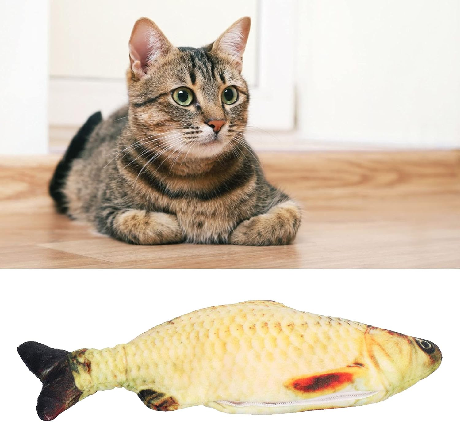 Electric Flopping Fish - Bite-Resistant Catnip Toy, Durable Kicker for Pet Activity - USB Charging (Grass Carp) image number 1