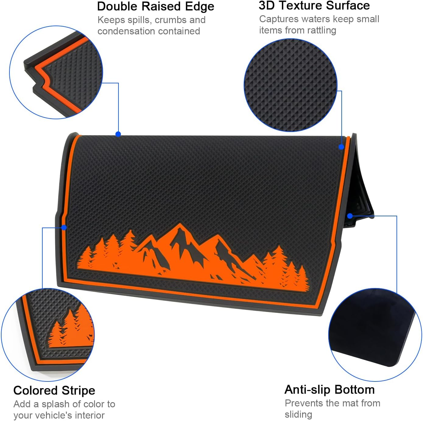 MOCHENT Dashboard Mats for Subaru Crosstrek Accessories 2023-2018, Forester 2019-2024, Impreza 2018-2023, Interior Non-Slip Dash Mat Pad Liner (Orange) image number 6