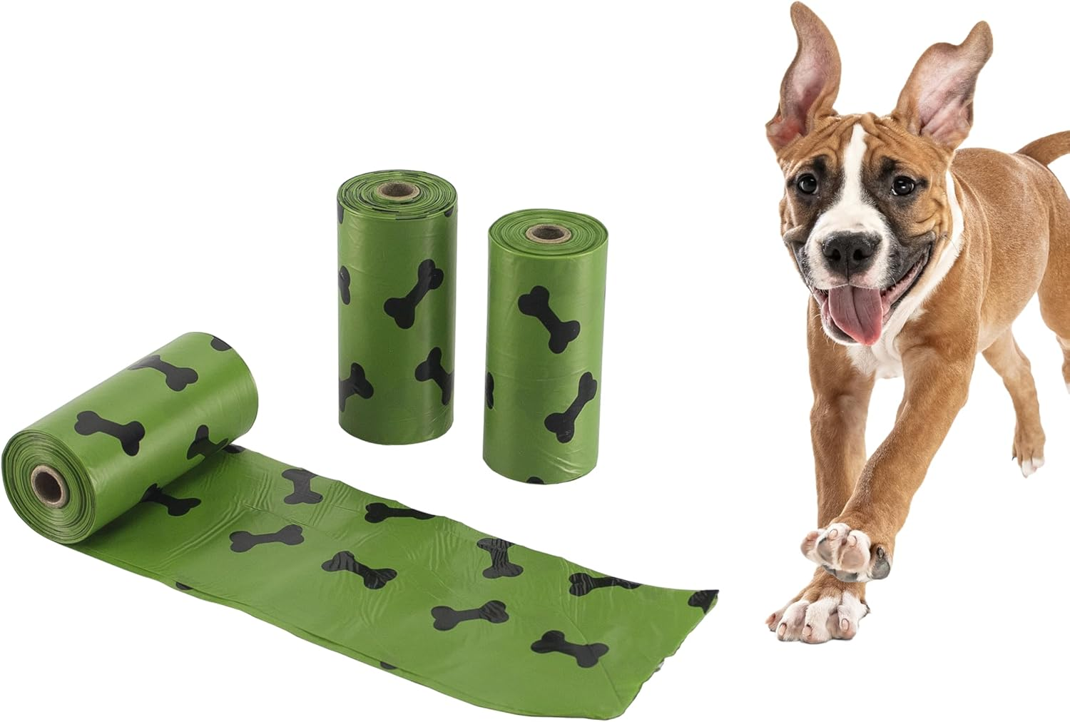BEPER C207PET012 Scented Dog Hygiene Bags - 3 Rolls of 15 Plastic Bags - Total 45 Bags - Shatterproof Easy Tear - Green Colour with Print