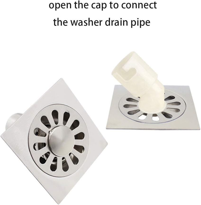 Sagasave 100Mm X 100Mm round Deep Water Floor Drain, Stainless Steel Brushed Surface Shower Drain, Floor Drain for Bathroom Toilet Kitchen Laundry Garden image number 1