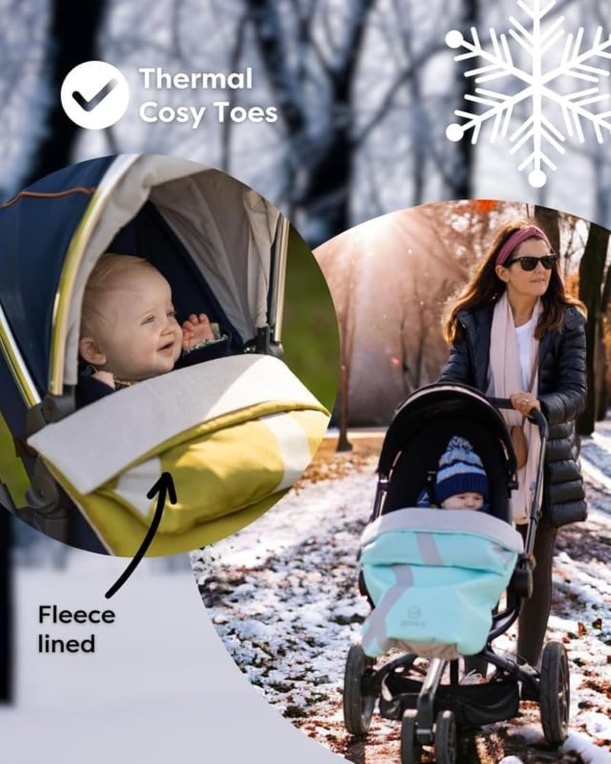 Blinkywarm 5 in 1 All Weather Buggy Buddy Universal Stroller Footmuff Rain Cover Sunshade Breathable Fleece Lined Cosy Toes Pushchair Accessories Waterproof Milk image number 3