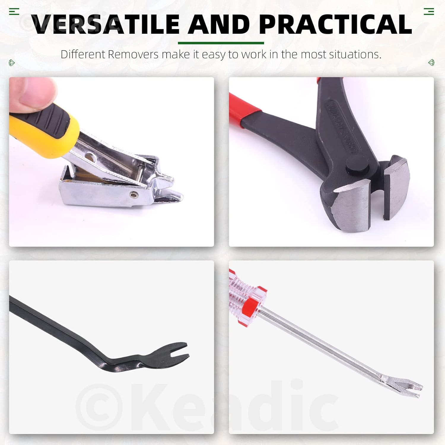 Keadic 4 Pcs Upholstery and Construction Staple Remover Set Contains End Cutting Pliers, Staple Puller, Tack Lifter, Fastener Remover Tack Puller Nail Remover Tool for Furniture Carton Floor image number 3