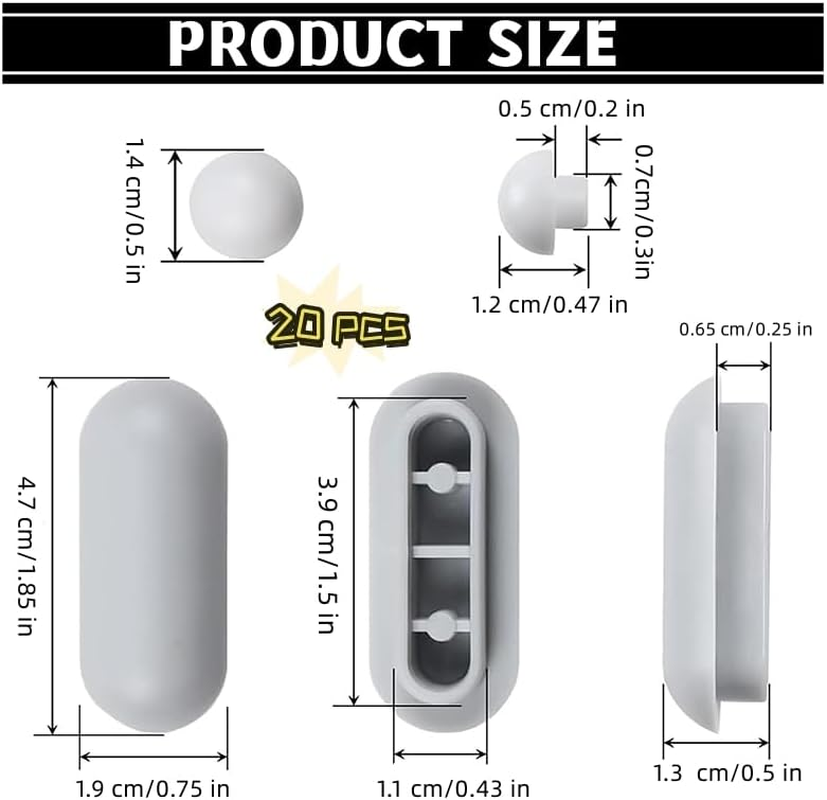 Universal Toilet Seat Bumpers Set - Anti-Noise Cushions and Buffers for Toilet Lid - 20Pcs White Pads