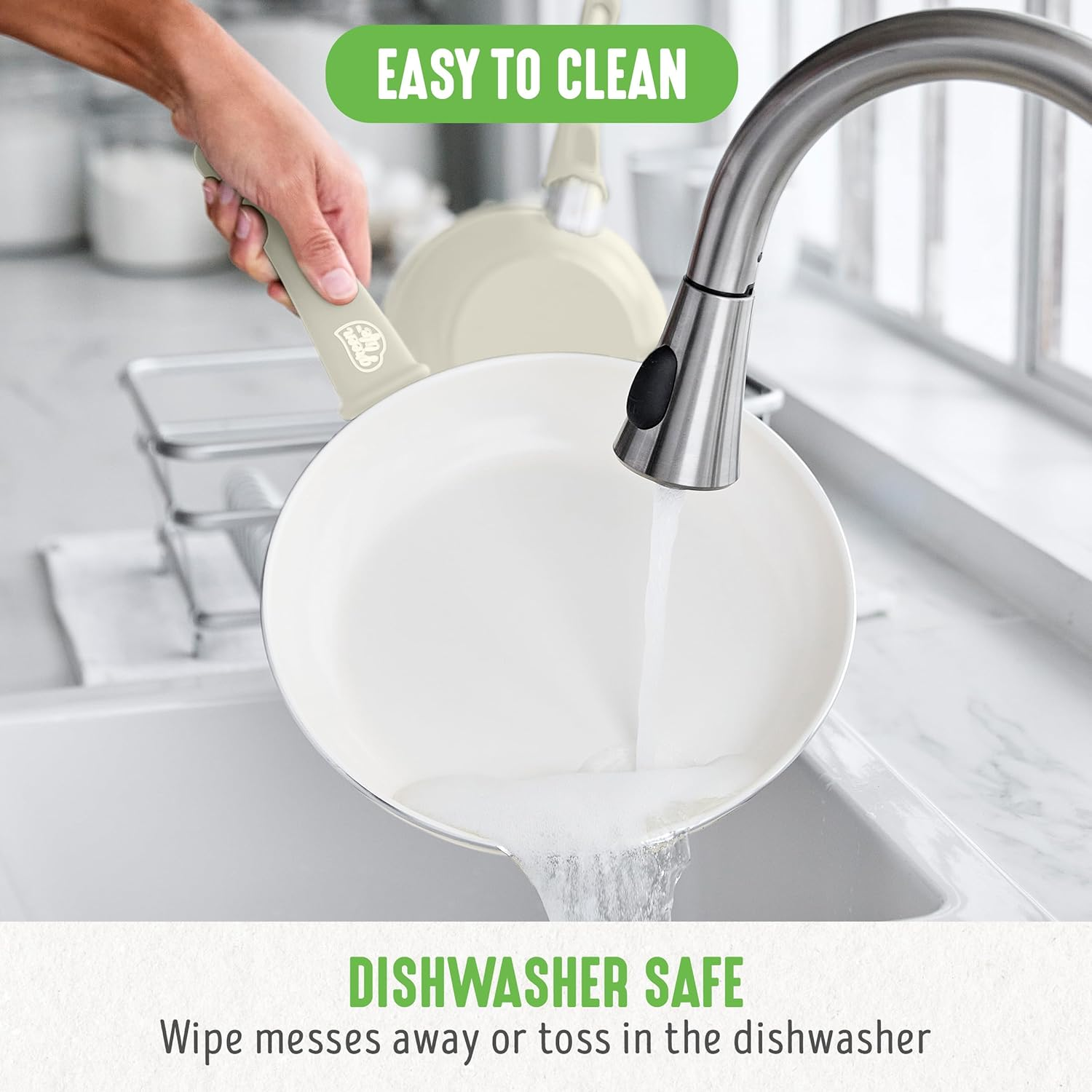 Greenlife Soft Grip Healthy Ceramic Nonstick 16 Piece Kitchen Cookware Pots and Frying Sauce Pans Set, Pfas-Free, Dishwasher Safe, Taupe