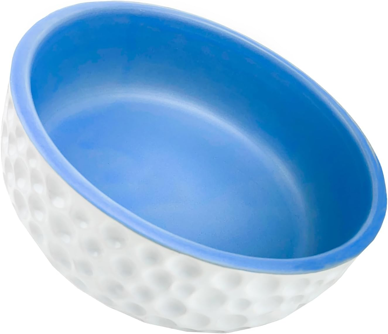 Barkley & Bella Dog Bowl Ceramic Dimple Large, White&Blue - Dog Bowl, Handcrafted, Durable, Heavyweight Stability, Dishwasher-Safe