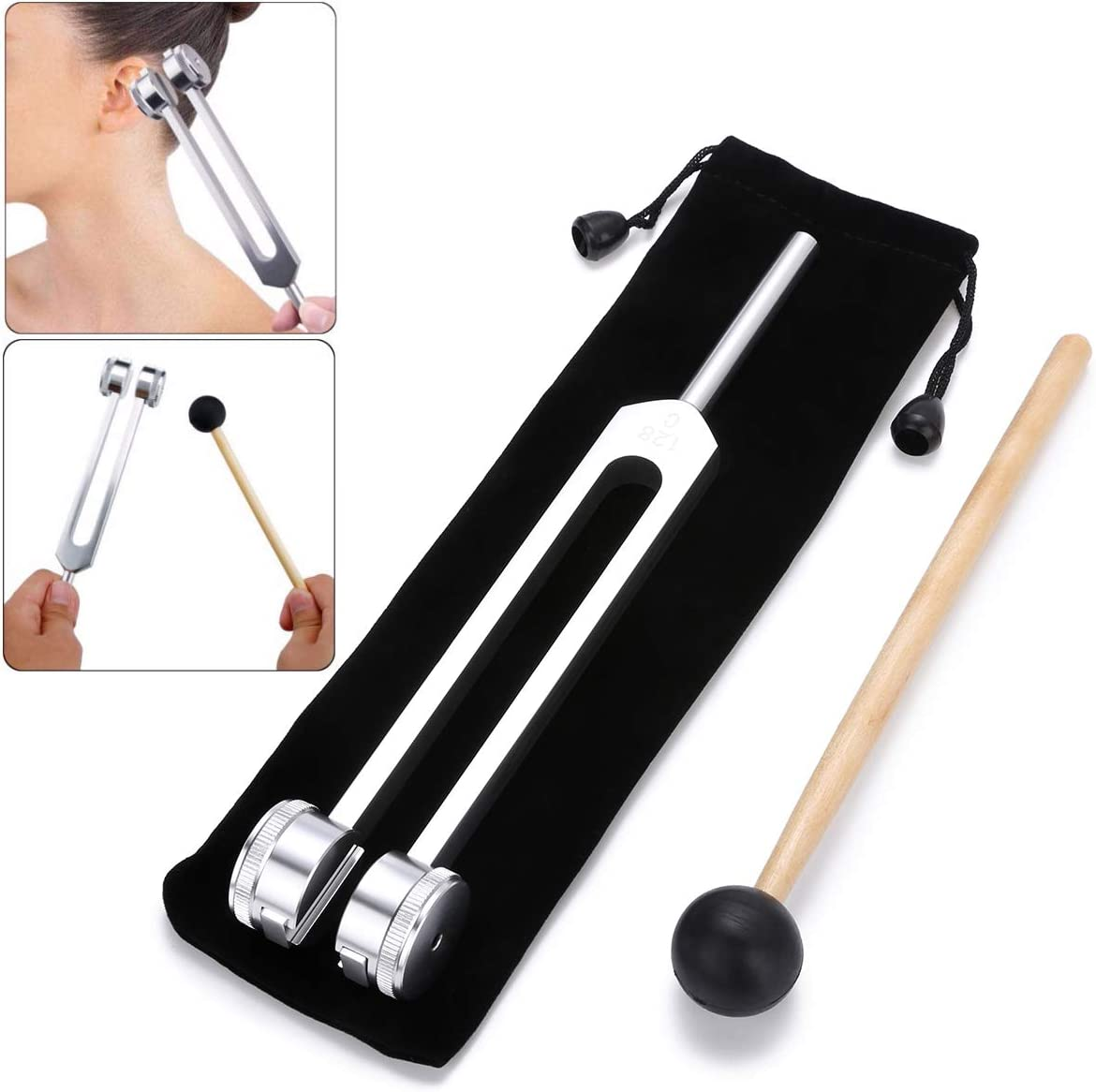 Bysameyee Tuning Fork 128 Hz, C-128 Frequency Aluminum Alloy Medical Non-Magnetic Tuning Fork for Healing with Taylor Percussion Hammer Mallet (128HZ) image number 2