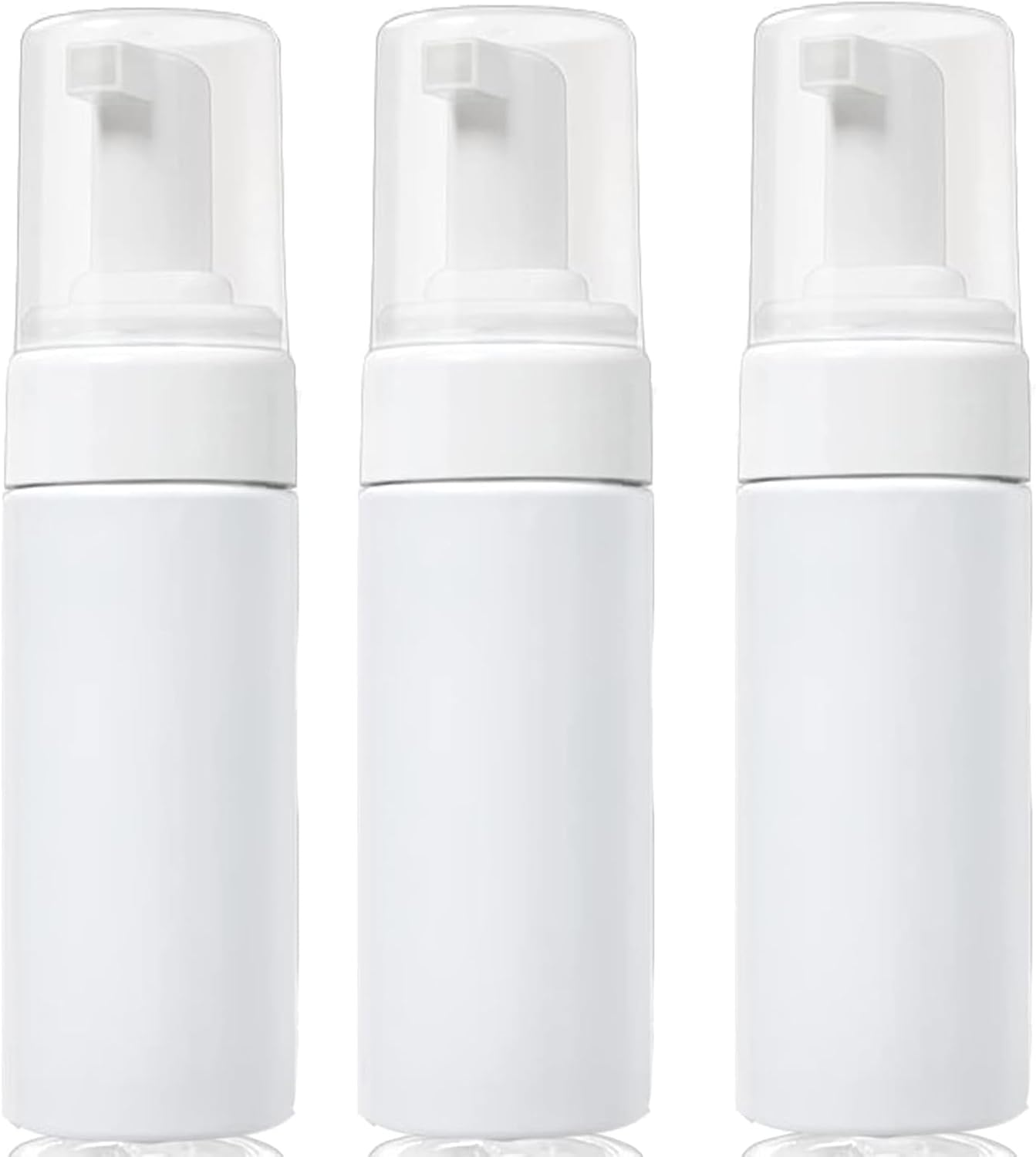 3-Pack Travel-Sized Foaming Pump Bottles - Empty Foaming Liquid Soap Dispensers - for Refillable Travel Hand Soap Shampoo Foaming Castile Cosmetics - BPA Free (100Ml/3.3Oz) (Clear)