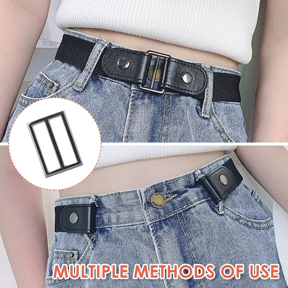 Slowton No Buckle Belt - 4 PCS Adjustable Elastic Buckle Women'S Belt for Trousers and Skirts, Invisible Stretch Waist Belt for Jeans Pants