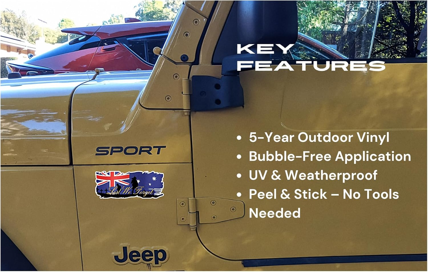 Lest We Forget Stickers &ndash; 2 Pack (20Cm & 15Cm) &ndash; Australian Flag Memorial Decals &ndash; Weatherproof Car, Window, Toolbox Vinyl &ndash; Bubble-Free, Easy Peel & Stick &ndash; Outdoor Grade 5 Years image number 5