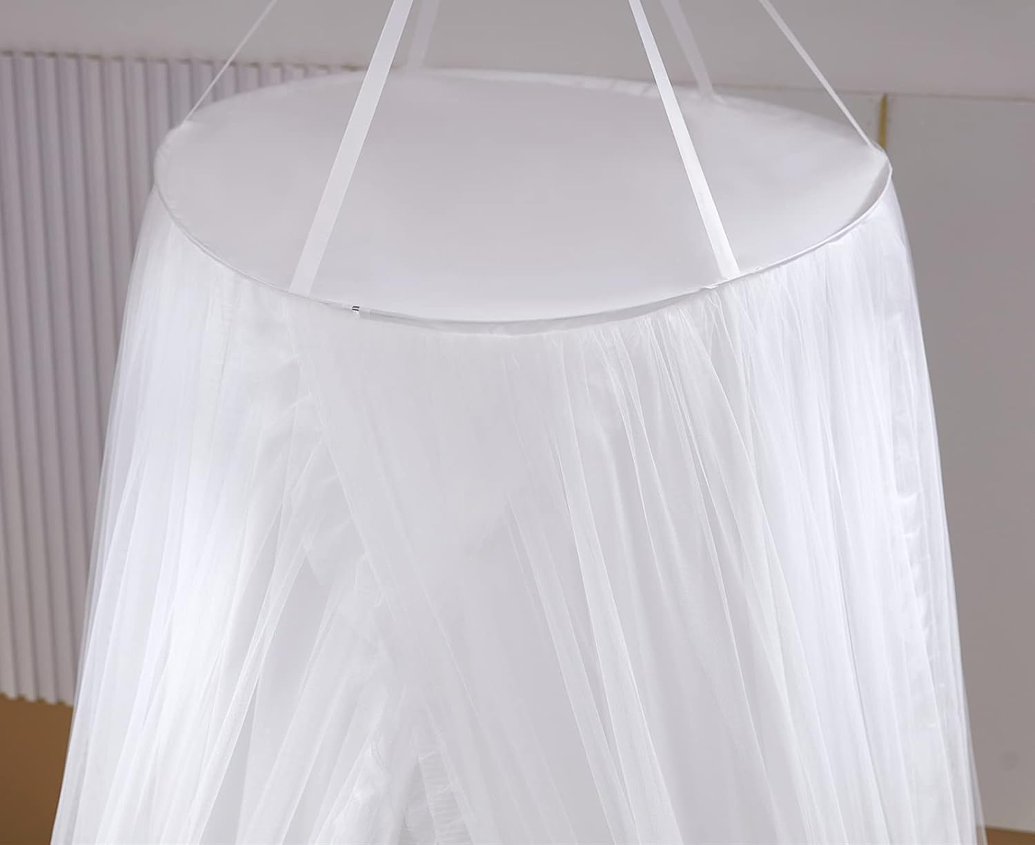 VETHIN Double Layer Princess round Dome Canopy Bed Curtain for Girls Adults,Children Dreamy Mosquito Net,Cute Bedroom Decoration Castle Play Tent Reading Nook Canopies (Dome-White/White) image number 1