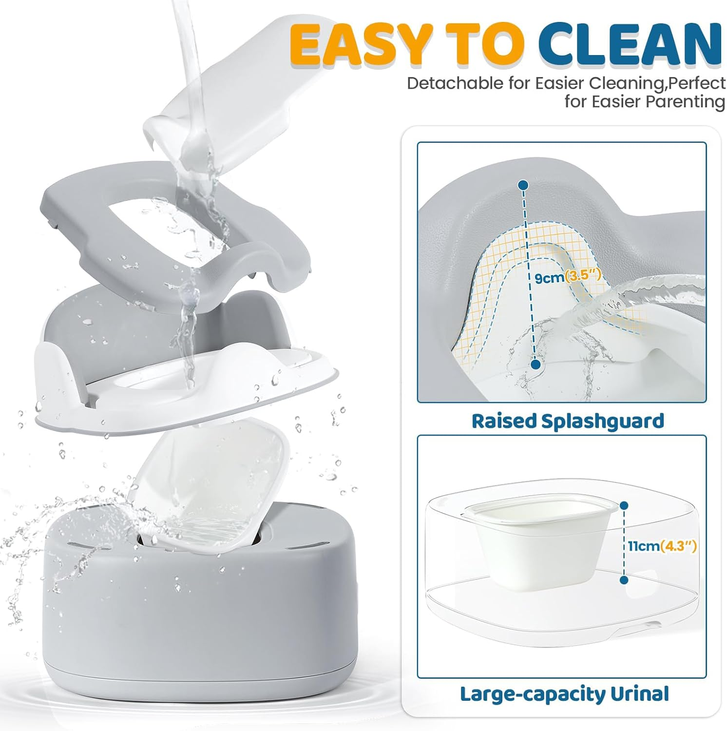 3-In-1 Silicone Potty Training Toilet, Soft & Comfortable Baby Potty Trainer, Step Stool & Toilet Seat, Non-Slip & Easy to Clean, Safe for Toddlers image number 5