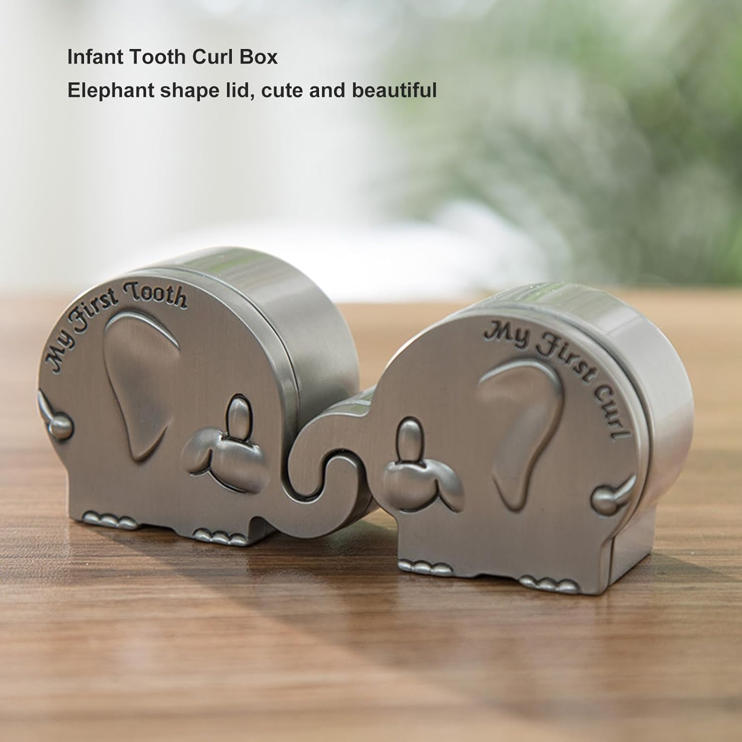 Fdit 2 Pack Small Keepsake Box Elephant Shape Storage Box, Safe Velvet Cushion, Metal Exquisite Workmanship, Ideal for Newborns, Birthdays