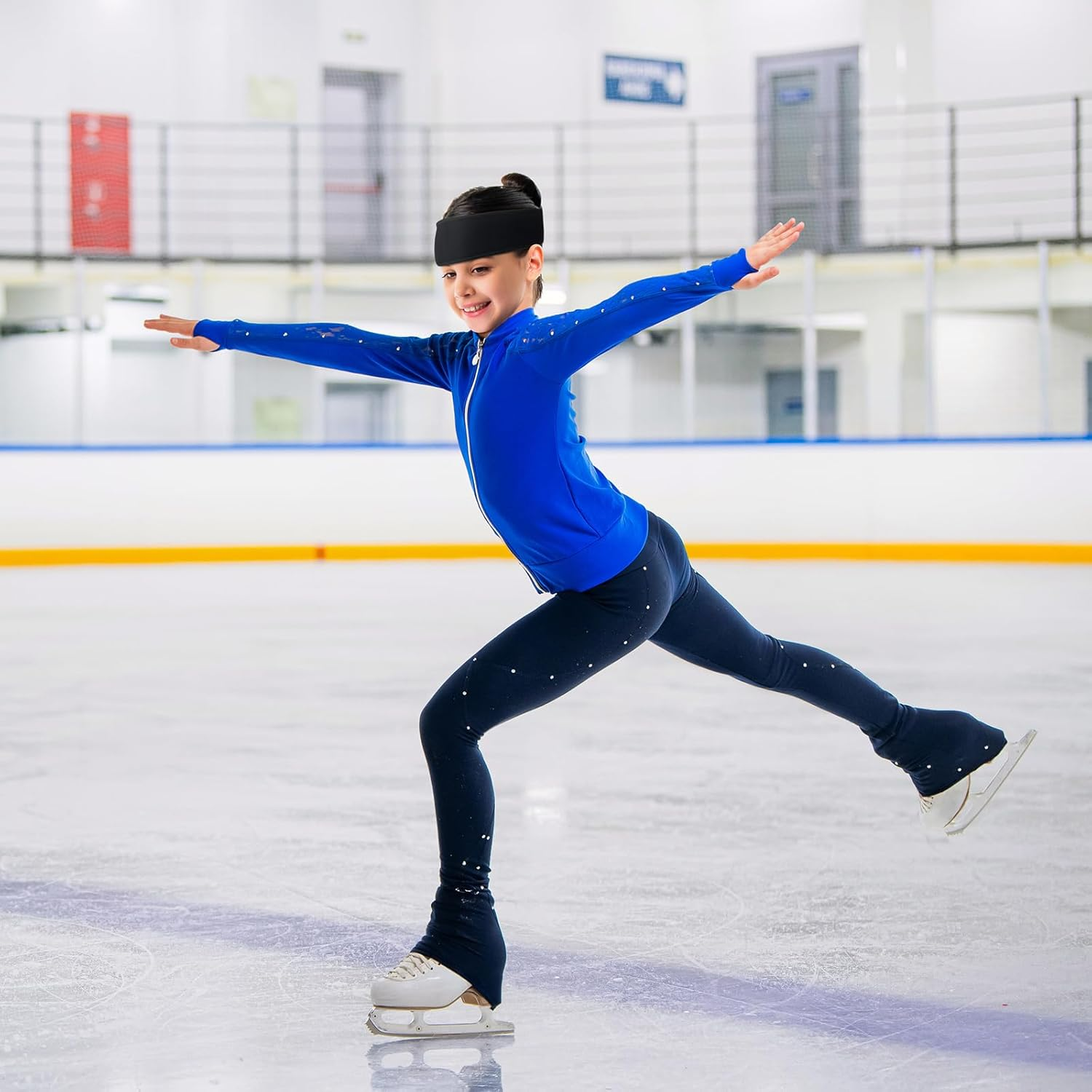 Chicingyou 2 Pcs Black Headband for Figure Skating Ice Skating Protective Headband with Padded for Women Men Athletic Guards Accessories image number 5