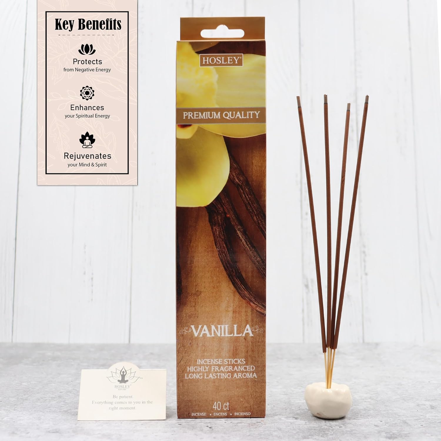 Hosley Vanilla Fragrance Incense Sticks Essential Oils Infusion for Long-Lasting Aromatherapy Bliss Holistic Relaxation in Every Box Pack of 240 Incense Stick image number 5