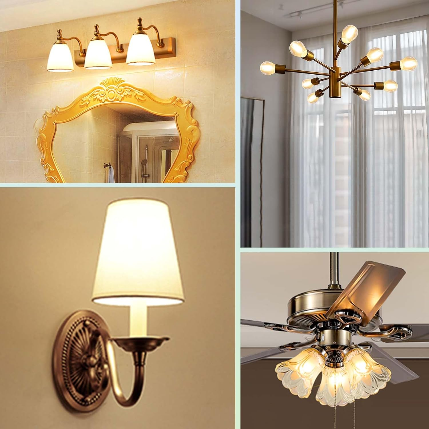 Spacelumen E27 Dimmable Bulbs 4W 40W Equivalent G45 Golf Ball Bulbs, Warm White 2700K, Vintage Led Edison Screw Bulb for Celling Fan Vanity Light & Pendant Light, 4-Pack image number 5