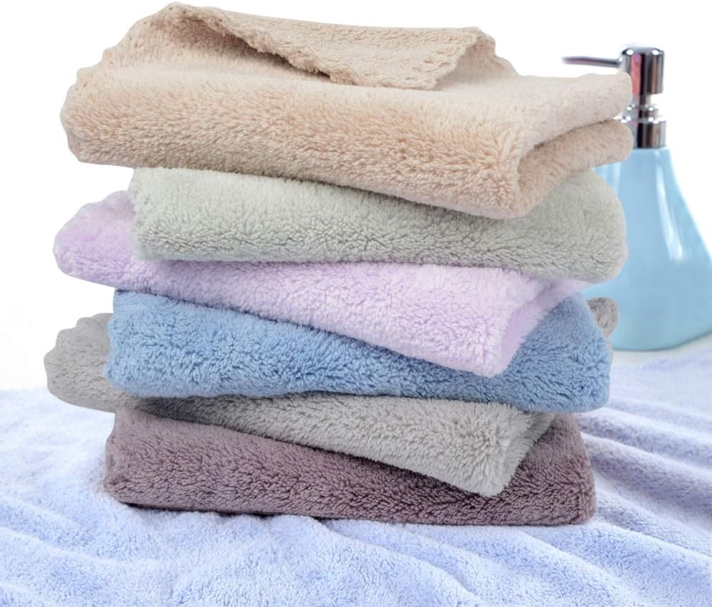 SUNLAND Microfiber Face Cloth Reusable Makeup Remover Facial Cleansing Towel Ultra Soft Face Washcloth 12Inchx12Inch 6 Pack Multicolor image number 3