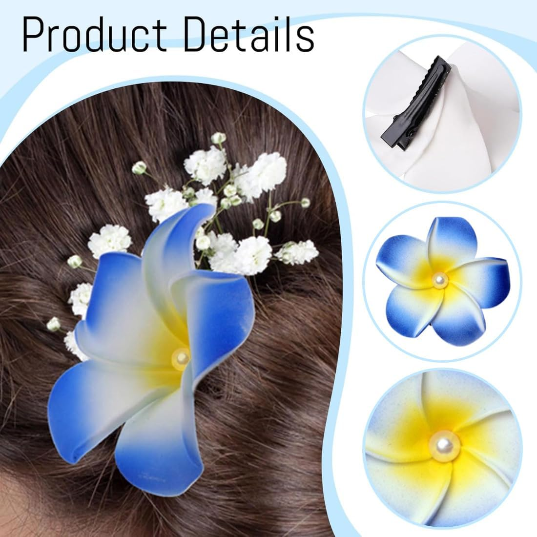 SIRLOMU Set of 9 Hawaiian Plum Tropical Bohemian Women Party Beach Party Flower Hair Clips